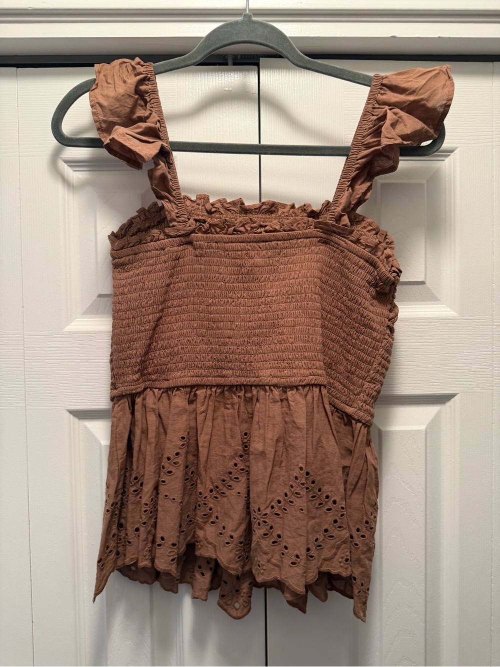 Japna Rust Brown Ruffled Tank Top - Picture 2 of 3